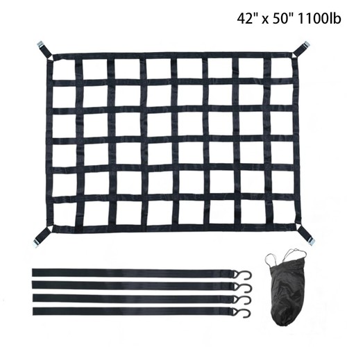 42" x 50" 1100lb Heavy Duty Cargo Net w/Cam Buckles & S-Hooks For Pickup Trucks