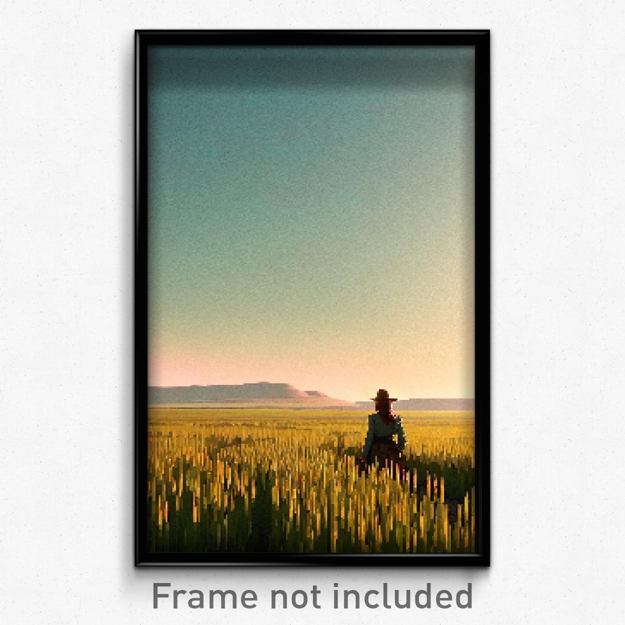 8-Bit Pixel Art Poster - Adventurous Prairie Psychedelic Game Print