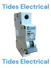 Europa MCB 20 Amp Type B 20A Single Pole Circuit Breaker B20 EUB1 B20
