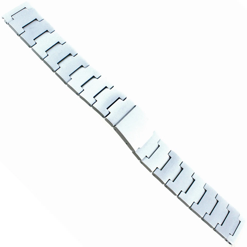 Correa de reloj para hombre Hirsch de acero inoxidable gris mate con hebilla de extremo recto de 18 mm Foto 3 de 4