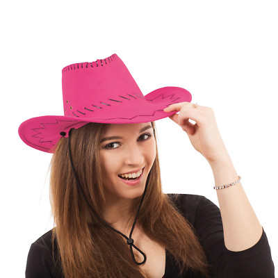 Femmes Far West Clair Rose Chapeau Cowboy Couture Déguisement Adulte Accessoire