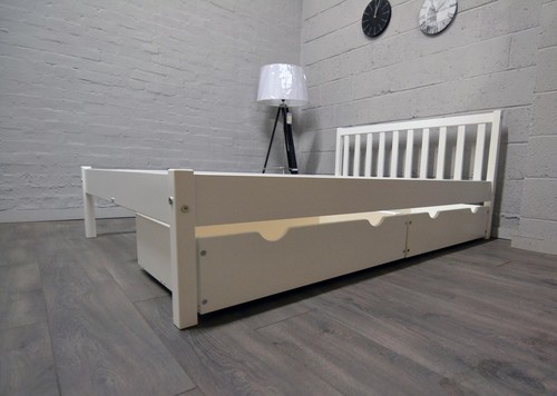 High quality, strong, solid DOUBLE wooden bed white 4FT6, the best on ebay!Berno - Picture 6 of 17