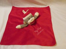 Baby Starters Red Sock Monkey My First Christmas Lovey Security Blanket Rattles