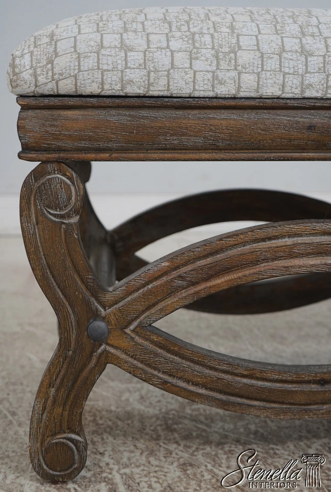 L68198: Banco de ventana con marco tallado gris rústico Foto 4 de 4