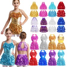 Mädchen Shiny Sparkle Backless Latin Jazz Sa...