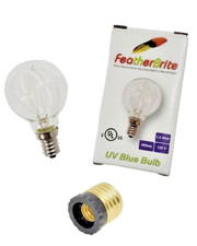 Featherbrite UV LED Blue Light Bulb 120v 1.5w Plus Adapters