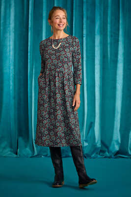 EX Seasalt Black Seaweed Ditsy Short Sleeve Sea Mirror Dress 1228 RRP £52.95