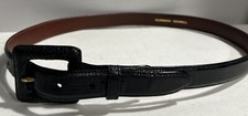 Vintage Kleinberg Sherrill Belt Black Embossed Python Snake Pattern Women's M