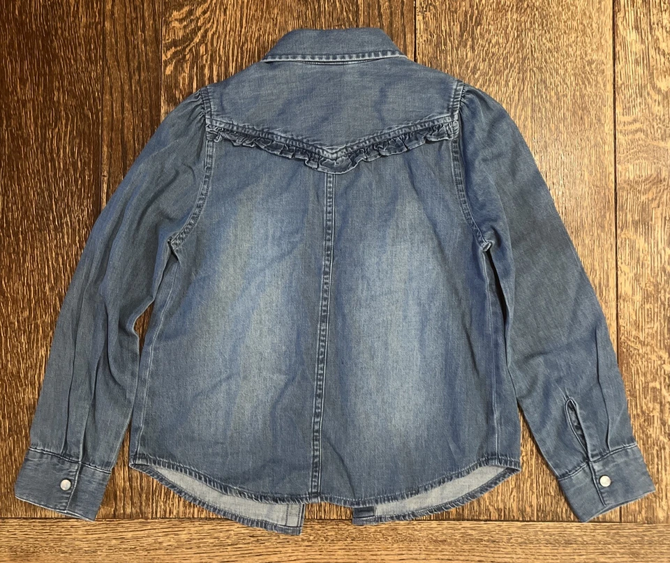 Top de mezclilla cambray Gymboree para niñas con bordado de flores | Talla 7 Foto 2 de 3