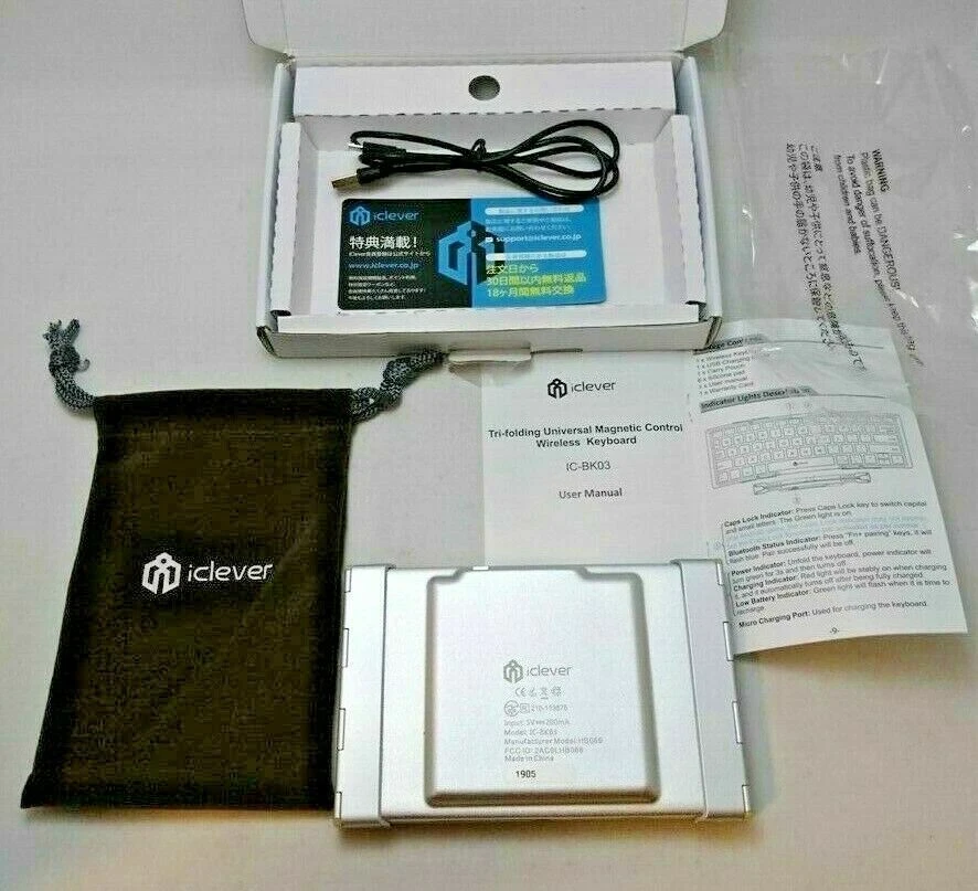 IC-BK03 iClever Tri-folding Wireless Keyboard Bluetooth Multi Device Ever Clever - Image 2 of 4