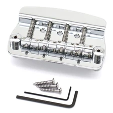 4 String Bass Bridge Tailpiece for Sterling by Music Man Style Bass Silver