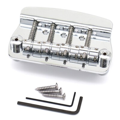 4 String Bass Bridge Tailpiece for Sterling by Music Man Style Bass Silver
