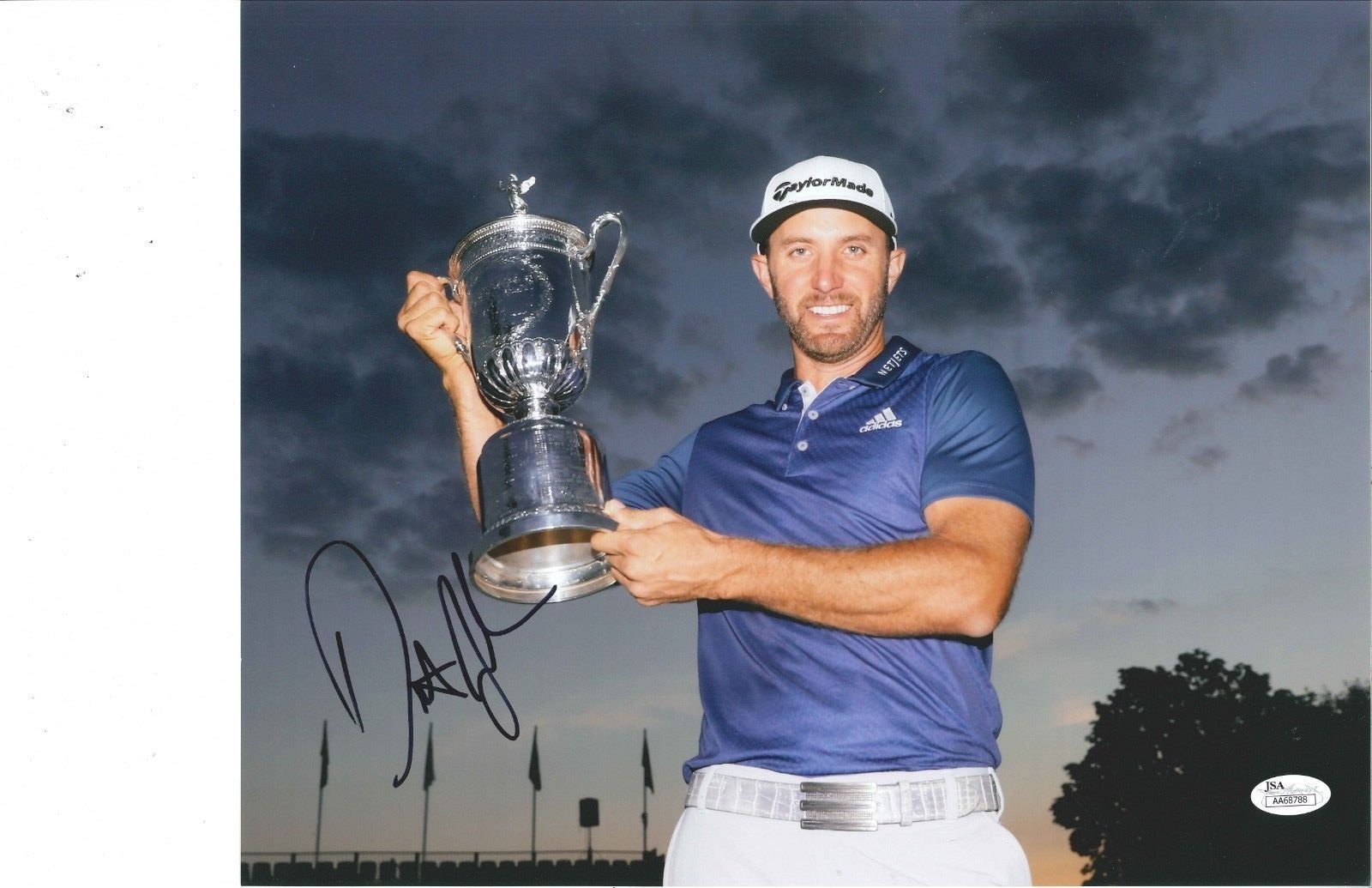 Dustin Johnson Autographed Signed 11x14 photo JSA COA Plus 2020 Masters Flag Masters Champ! 