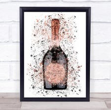Dark Rose Champagne Bottle Wall Art Print
