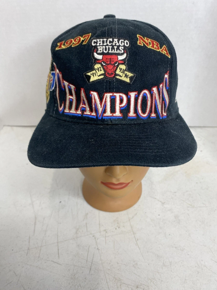 Vintage 1997 Chicago Bulls NBA Champions Snapback Hat Logo Athletics