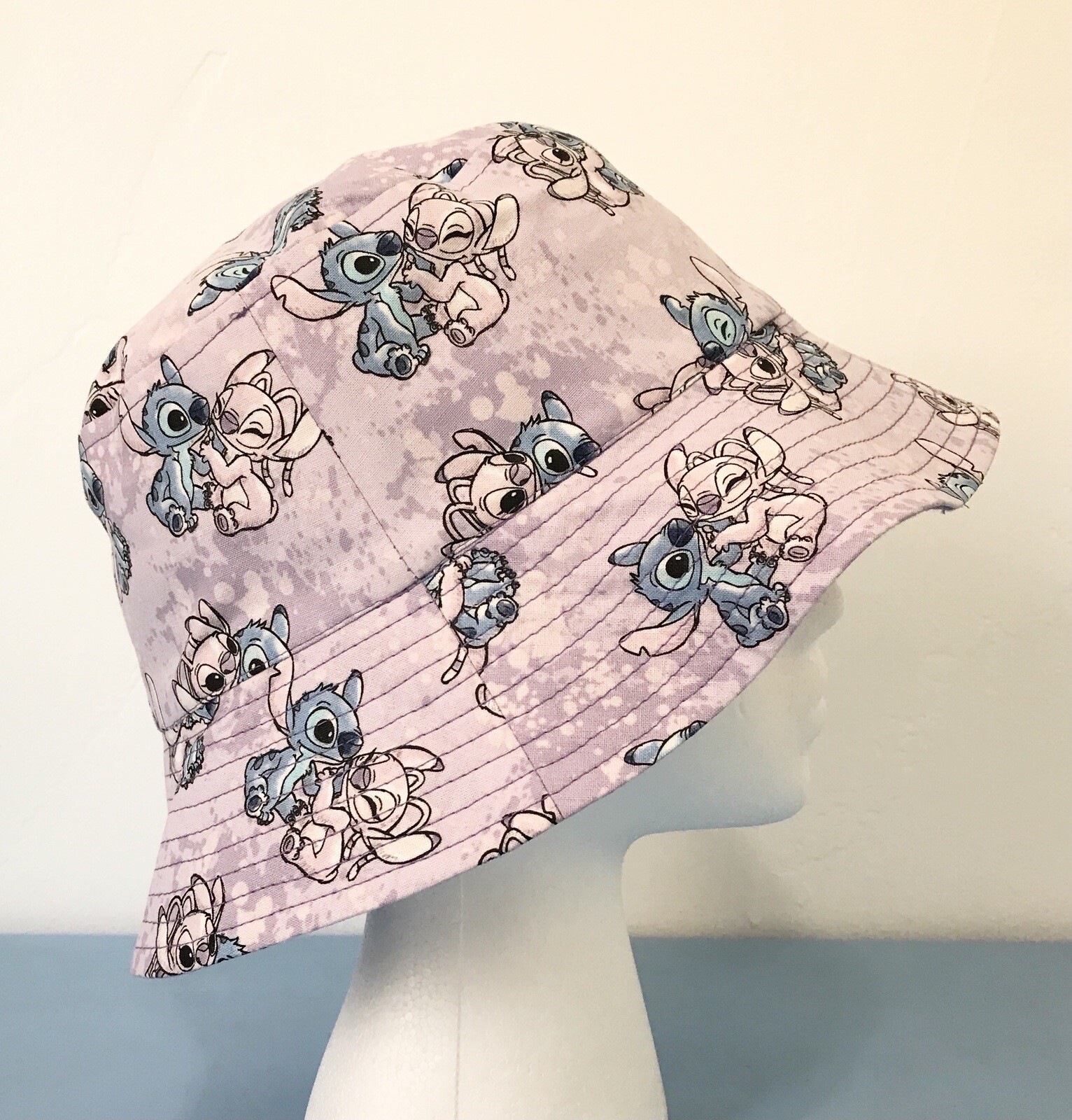 Bucket Hat Reversible Unisex 2 in 1 popular unique Stitch cartoon/Lilac