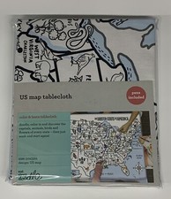 Educational Eat Sleep Doodle United States Map Table Cloth Color  Wash 50 x 33"