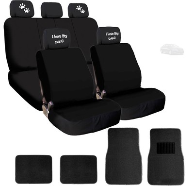 FOR KIA NEW 4X I LOVE MY DOG PAWS LOGO HEADREST WITH SEAT COVERS AND MATS 