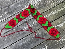 Faja Mexican Belt Embroidered Flowers Rainbow Chiapas One Size 1218 Red Green