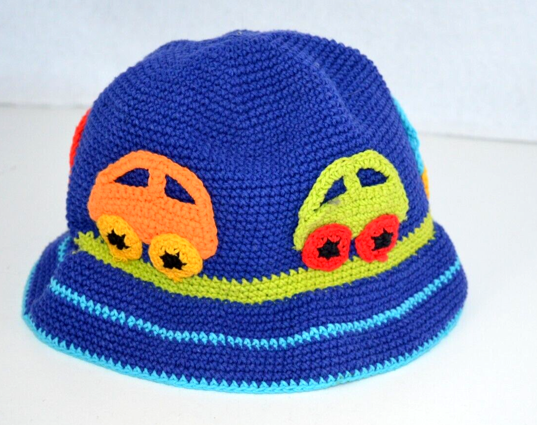 Day Lee Design Crochet Blue Bucket Hat 1-2 Years Cars SAN DIEGO