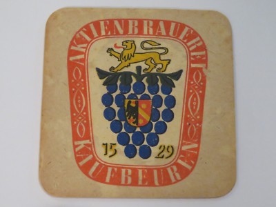 Vintage Bierdeckel Beer Coaster ~ Aktien-Brauerei Kaufbeuren ~ Bavaria, GERMANY