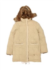 Marina Yachting Womens Hooded Padded Coat It 44 Medium Beige Cotton Ai12
