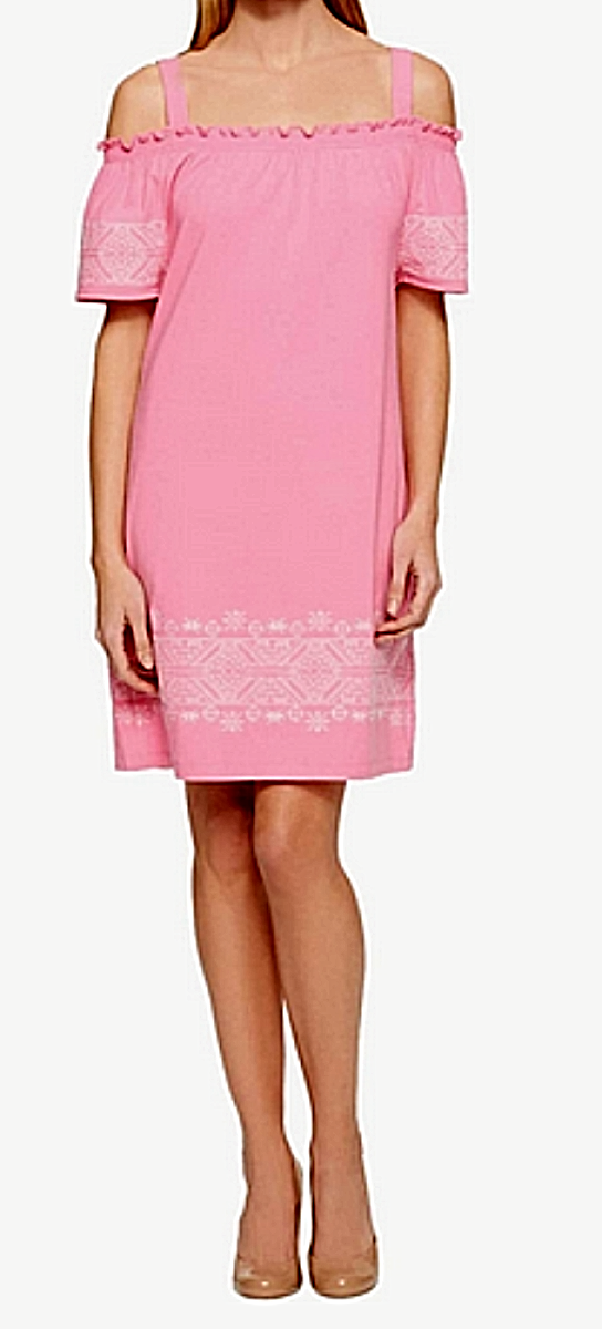 tommy hilfiger embroidered dress Tommy Hilfiger Size 2 Peach/black, Embroidered Mini Dress. Back Zipper