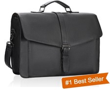 17.3 Inch Mens Faux Leather Briefcase, Black
