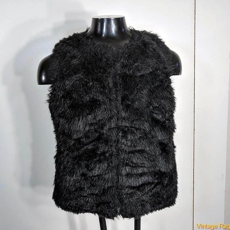 Live a Little LAL Faux Fur VEST Womens Size L Bla… - image 1