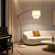 Arc Floor Lamp Dimmable, Orange 70" Modern Standing Tall Lamps, Arched Reading