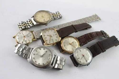 Mens Assorted Vintage Mechanical Watches Oris Timex SPARES/REPAIRS x 6