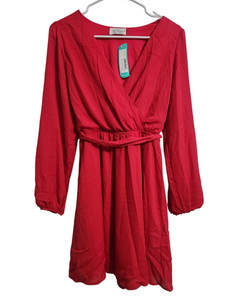 red knit turtleneck dress Red Pleat Turtleneck Sweater Dress