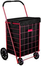 Folding Grocery Basket Cart Shopping Wheel Large Utility Laundry18"x15"x24" bag 
