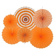 12Pcs Hanging Paper Fans Party Set Decoration for Home Birthday Wedding Orange