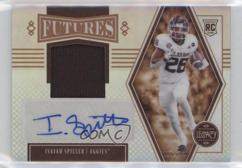 2022 Panini Legacy Futures 216/249 Isaiah Spiller RPA Rookie Patch Auto RC g1d view 1