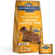 GHIRARDELLI Milk Chocolate Candy SQUARES with Caramel Waffle Cone Filling, 5.2 o