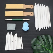 25 PCS/Set Sand Paper Sheets Blending Sticks for Drawing Stumps Charcoal Artist