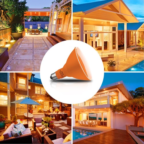 2 Pack PAR38 Orange Flood Lights Outdoor, Dimmable Flood Orange Light Bulb,20... - 第 5/7 張圖片