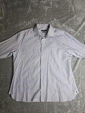 John Varvatos USA Men's Dress Shirt 17 32/33 Blue White Pinstripe Slim Fit