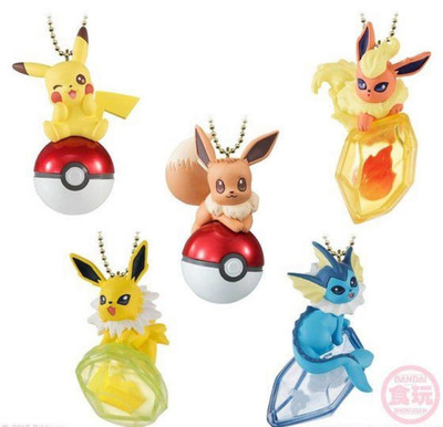 Set of 5 Pokemon Twinkle Dolly Evolution Stone Mascot Ball Chain 2018 From Japan