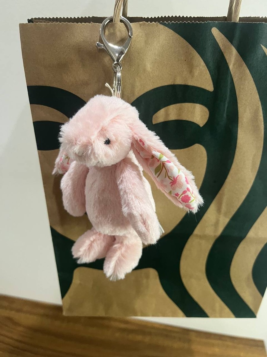Jellycat Blossom Pink Bunny Petal Bag Charm Plush Rabbit Keychain
