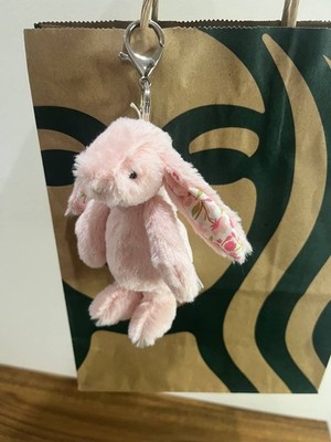 Jellycat Blossom Pink Bunny Petal Bag Charm Plush Rabbit Keychain