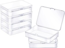 6 Pack Small Plastic Containers with Hinged Lids, 4.5 x 3.3 x 1.1 Inch, Clear