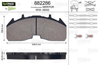 Bremsbelagsatz Scheibenbremse OPTIPACK VALEO 882286 für SCANIA 2 1
