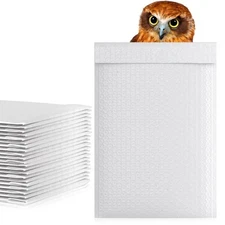 White Poly Bubble Mailers 7.25x11" 400pk Self-Seal Padded Waterproof Envelopes