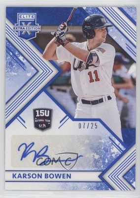 2018 Panini Elite Extra Edition Blue 7/25 Karson Bowen #15U-KB Auto hg6