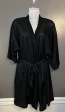 Frederick's of Hollywood Robe Womens Large Sheer Striped Kimono Belted Wrap