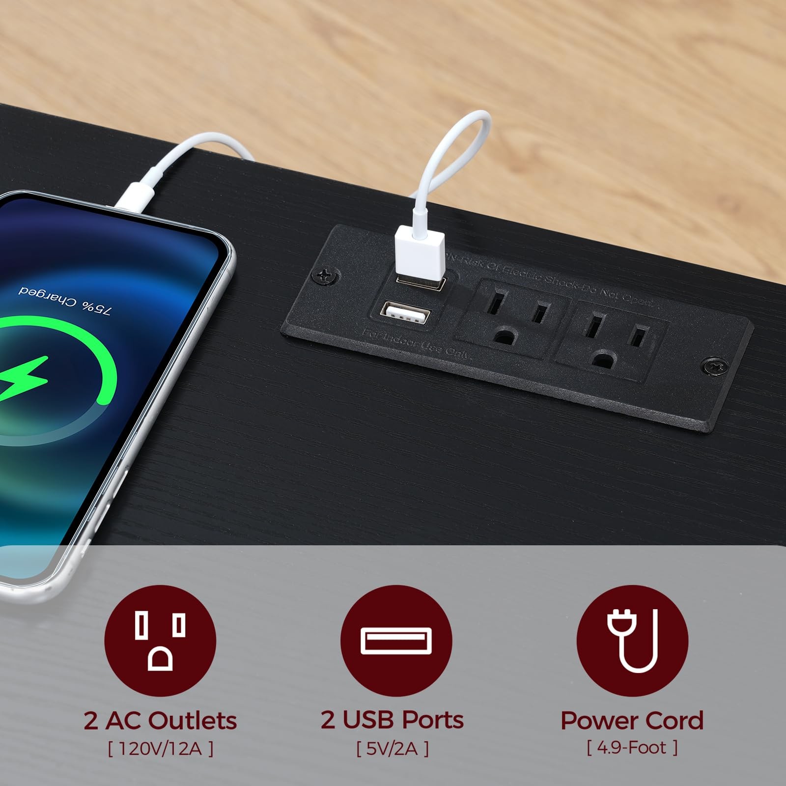 MAHANCRIS Floating TV Stand with Power Outlet, Wall-Mounted Entertainment Cen...