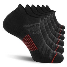 Men's 6 Pack Ankle Running Socks Low Cut Cushioned Athletic 12-15 Black red