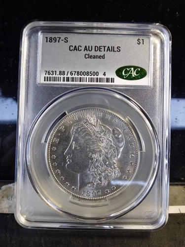 1897 S Morgan Silver Dollar CAC AU Details/cleaned